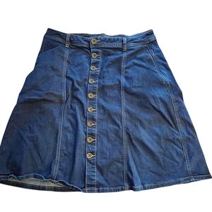 Venezia Size 18 Button Front Dark Blue Denim Skirt 90s Teacher Vibes